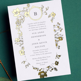 REAL Gold Circle Monogramm Oval Driven Wildblume Folieneinladung