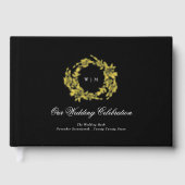 Real Gold Classic Elegante Wreath Wedding Gästebuch (Vorderseite)