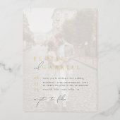 Real Gold Elegante Boho Minimalistisch 2 Foto Hoch Folieneinladung (Vorderseite)