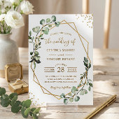 Real Gold Eucalyptus Blätter Geometric Wedding Folieneinladung