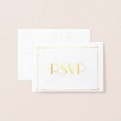 Real Gold Foil Art Deco Hochzeit RSVP Cards 3.5x5 Folienkarte (Vorderseite mit Umschlag)