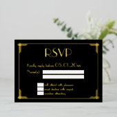 Real Gold Foil Art Deco Hochzeit RSVP Karten (Stehend vorne)