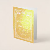 Real Gold Foil Art Deco Hochzeitsprogramm Folienkarte (Vorderseite)