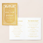 Real Gold Foil Art Deco Hochzeitsprogramm Folienkarte (Anzeige)
