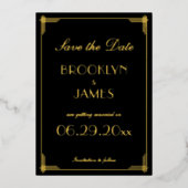 Real Gold Foil Art Deco Speichern Sie die Datumska Folieneinladung (Vorderseite)