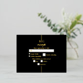Real Gold Foil Black Monogram Wedding RSVP Folie Einladungspostkarte (Stehend vorne)