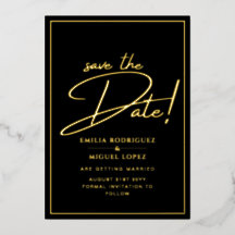 Real GOLD Foil Black Save the Date Hochzeit