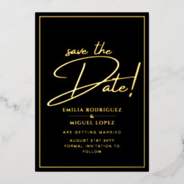 Real GOLD Foil Black Save the Date Hochzeit Folieneinladung