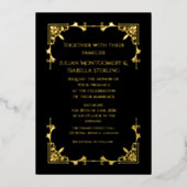 Real Gold Foil Black Tie Royal Regency wedding Folieneinladung (Vorderseite)