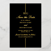 Real Gold Foil Black Wedding speichern Sie das Dat Folieneinladung (Vorderseite)