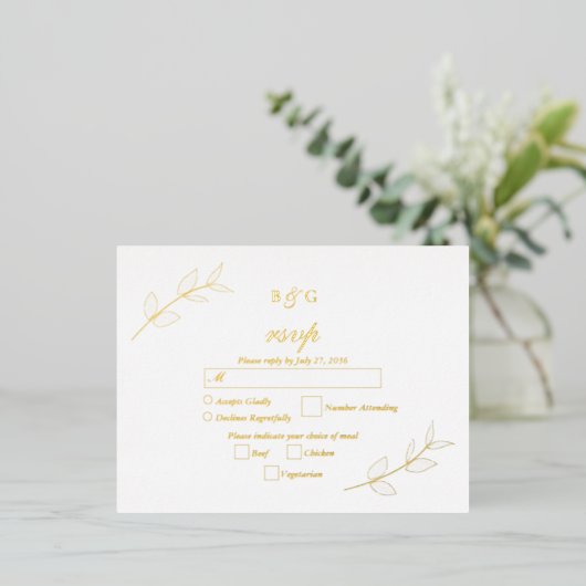 Real Gold Foil Blätter Elegante Hochzeit UAWG Folie Einladungspostkarte (Stehend vorne)
