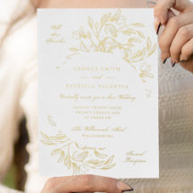 Real Gold Foil Blumen Hand Drawn Elegante Hochzeit