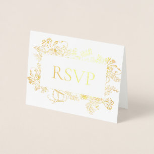 Real Gold Foil Blumenstrauch Art Wedding RSVP Foil Folienkarte