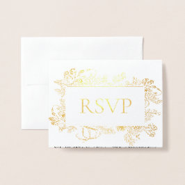 Real Gold Foil Blumenstrauch Art Wedding RSVP Foil Folienkarte