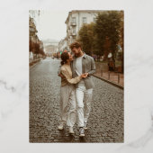 Real Gold Foil Boho Modernes Minimales Foto Hochze Folieneinladung (Rückseite)