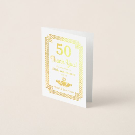 Real Gold Foil Celtic 50 Jahre Jubiläum Vielen Dan Folienkarte (Vorderseite)