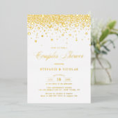 Real Gold Foil Confetti Dots Couples Dusche Folieneinladung (Stehend vorne)