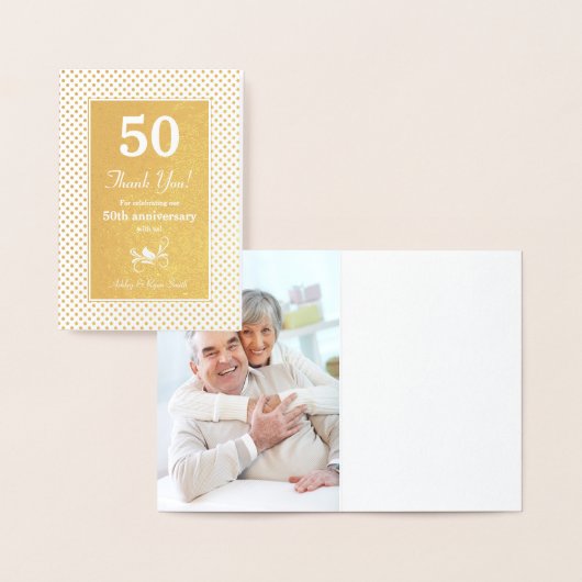 Real Gold Foil Dots 50 Jahre Danke Folienkarte (Anzeige)