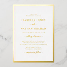 Real Gold Foil Einfaches Hochzeitsslima Folieneinladung