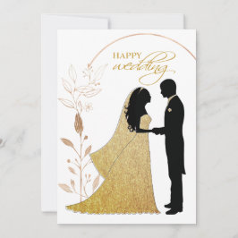 Real Gold Foil Elegante Blätter Wreath Monogram Einladung