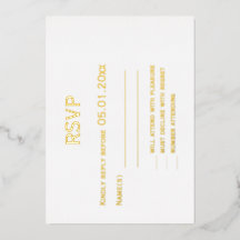 Real Gold Foil Elegante Gay Wedding RSVP Cards