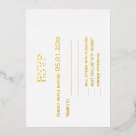 Real Gold Foil Elegante Gay Wedding RSVP Cards Folieneinladung
