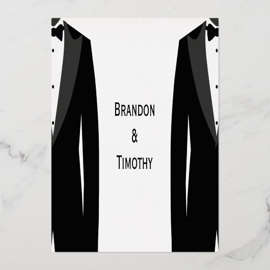 Real Gold Foil Elegante Gay Wedding RSVP Cards Folieneinladung (Rückseite)