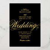 Real Gold Foil Elegante Klassische Hochzeit Folieneinladung (Vorderseite)