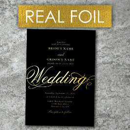 Real Gold Foil Elegante Klassische Hochzeit Folieneinladung