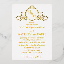 Real Gold Foil Elegante Liebe Monogram Wedding