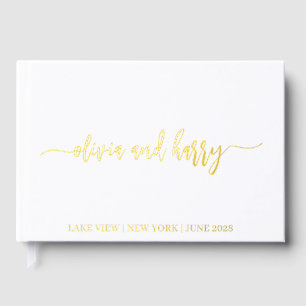 Real Gold Foil Elegante Moderne Namen Gästebuch