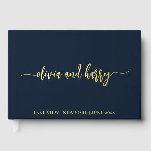 Real Gold Foil Elegante Moderne Namen Gästebuch