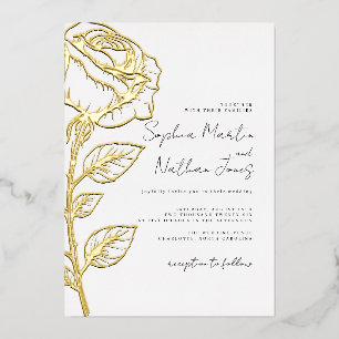 Real Gold Foil Elegante Rose Hochzeit Folieneinladung