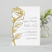 Real Gold Foil Elegante Rose Hochzeit Folieneinladung (Stehend vorne)