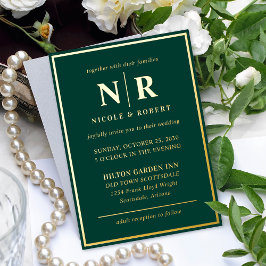 Real Gold Foil Elegante Wedding Monogram Modern Folieneinladung