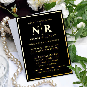 Real Gold Foil Elegante Wedding Monogram Modern Folieneinladung