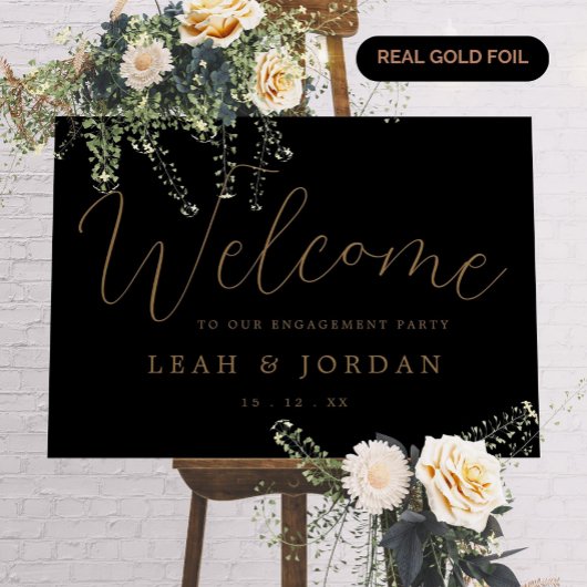 REAL Gold Foil Elegantes Engagement Willkommen Foliendrucke
