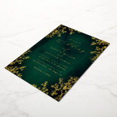 Real Gold Foil Emerald Floral Lace Script Hochzeit Folieneinladung (Gedreht)