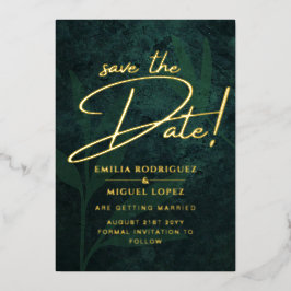 Real GOLD FOIL Emerald Green Save the Date Wedding Folieneinladung