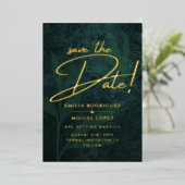 Real GOLD FOIL Emerald Green Save the Date Wedding Folieneinladung (Stehend vorne)