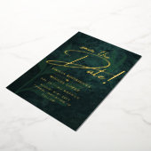 Real GOLD FOIL Emerald Green Save the Date Wedding Folieneinladung (Gedreht)