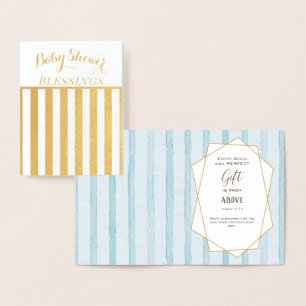 Real Gold Foil Floral Baby Boy Dusche Segnungen Folienkarte