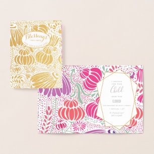 Real Gold Foil Floral Baby Dusche Segnungen Folienkarte