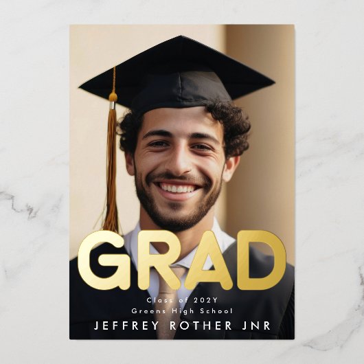 Real Gold Foil GRAD FUN Modernes Foto Ankündigung (Vorderseite)