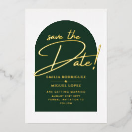Real GOLD Foil Green Save the Date Hochzeit Folieneinladung