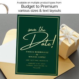 Real GOLD Foil Green Save the Date Hochzeit Folieneinladung