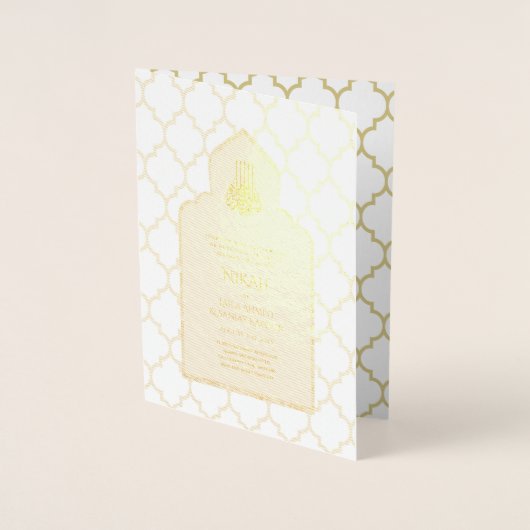 REAL Gold Foil Islamic Wedding Einladung NIKAH (Vorderseite)