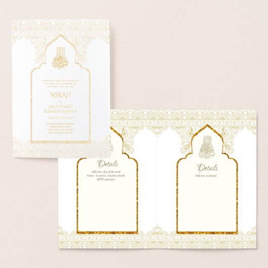 REAL Gold Foil Islamic Wedding Einladung NIKAH (Anzeige)