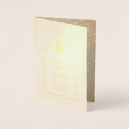 REAL Gold Foil Islamic Wedding Einladung NIKAH (Vorderseite)