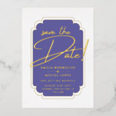 Real GOLD Foil Lila Save the Date Hochzeit Folieneinladung (Vorderseite)